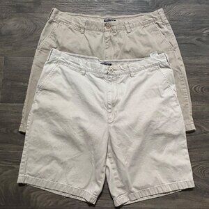 Nautica Mens Beige & Khaki Shorts Bundle Size 40W Classic Fit 9" Inseam Cotton C